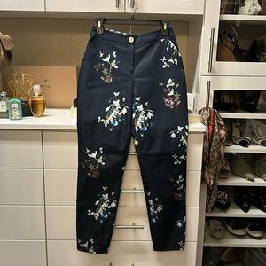 Ted Baker high waisted navy floral pants Size 0. 24 waist - inseam 27